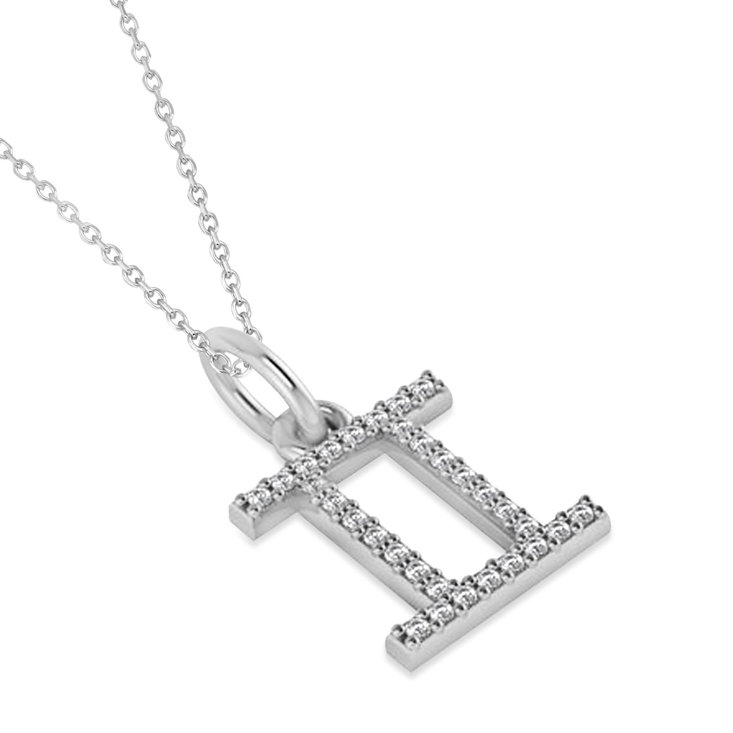 Gemini Zodiac Diamond Pendant Necklace 14k White Gold (0.15ct)