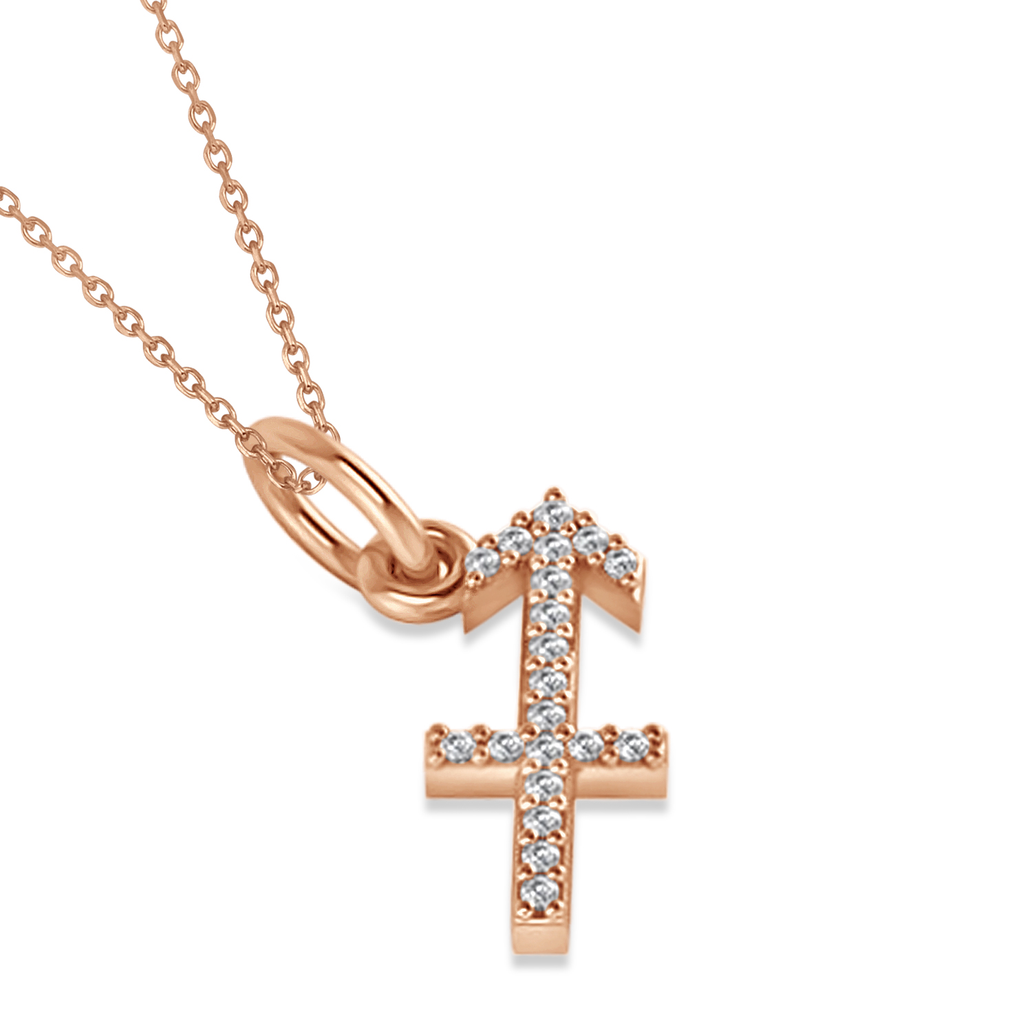 Sagittarius Zodiac Diamond Pendant Necklace 14k Rose Gold (0.10ct)