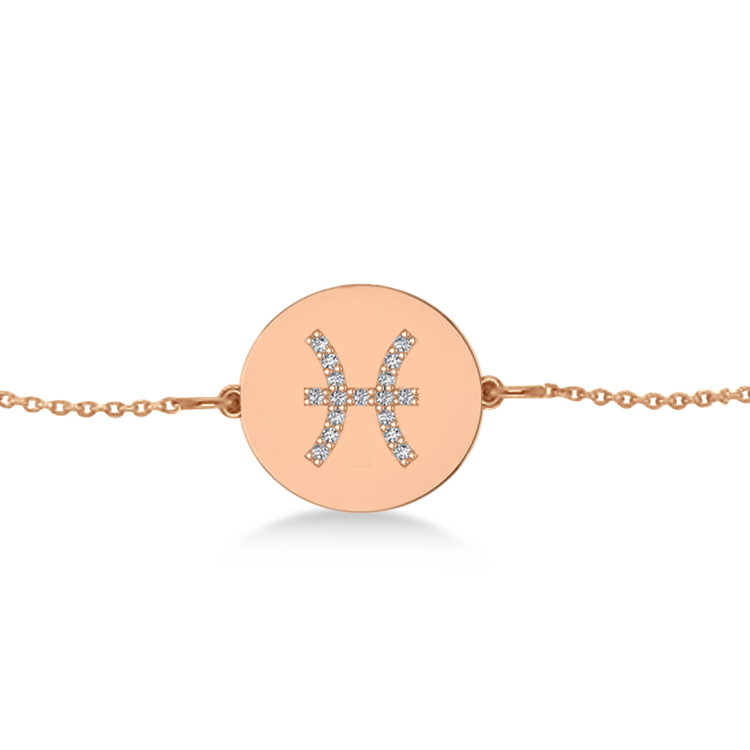 Diamond Pisces Zodiac Disk Bracelet 14k Rose Gold (0.085ct)