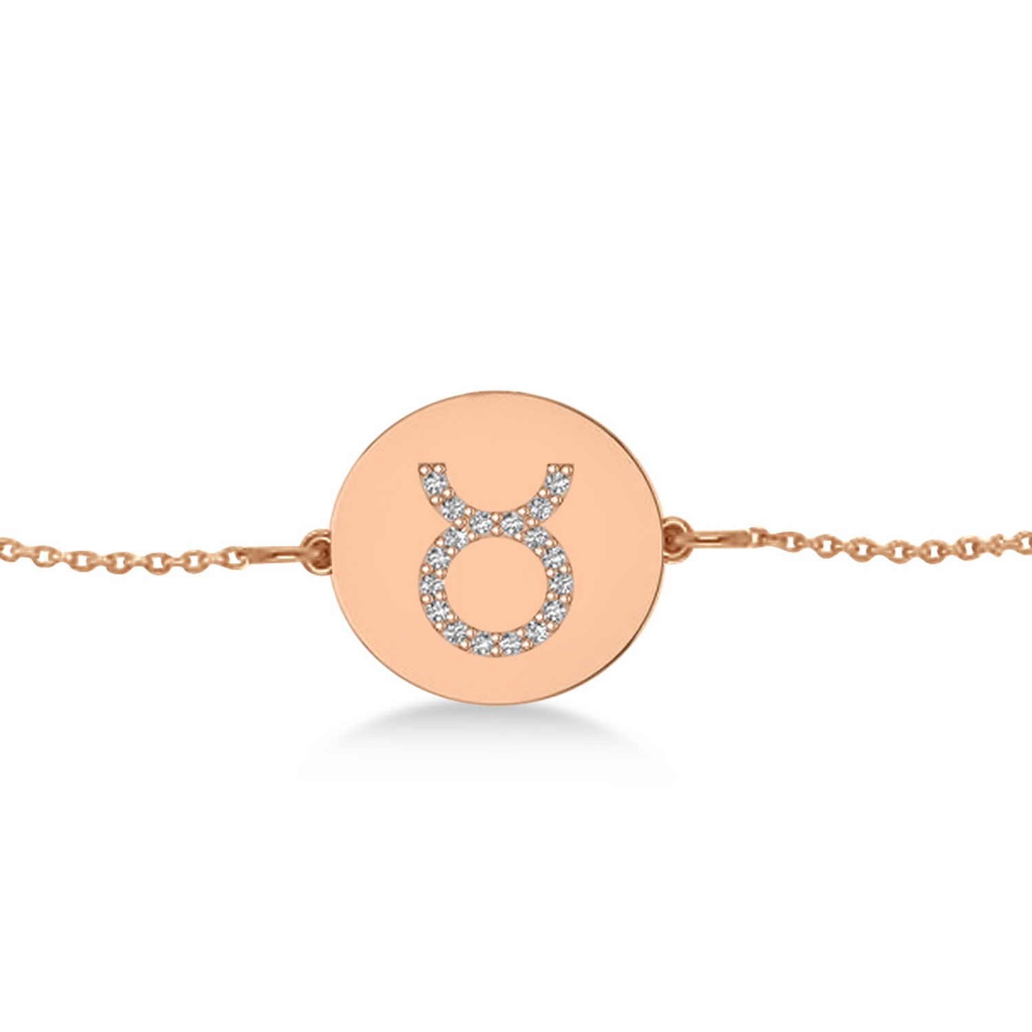 Diamond Taurus Zodiac Disk Bracelet 14k Rose Gold (0.09ct)