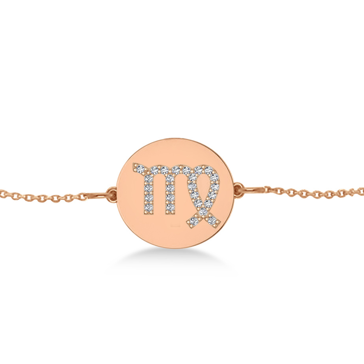 Diamond Virgo Zodiac Disk Bracelet 14k Rose Gold (0.13ct)