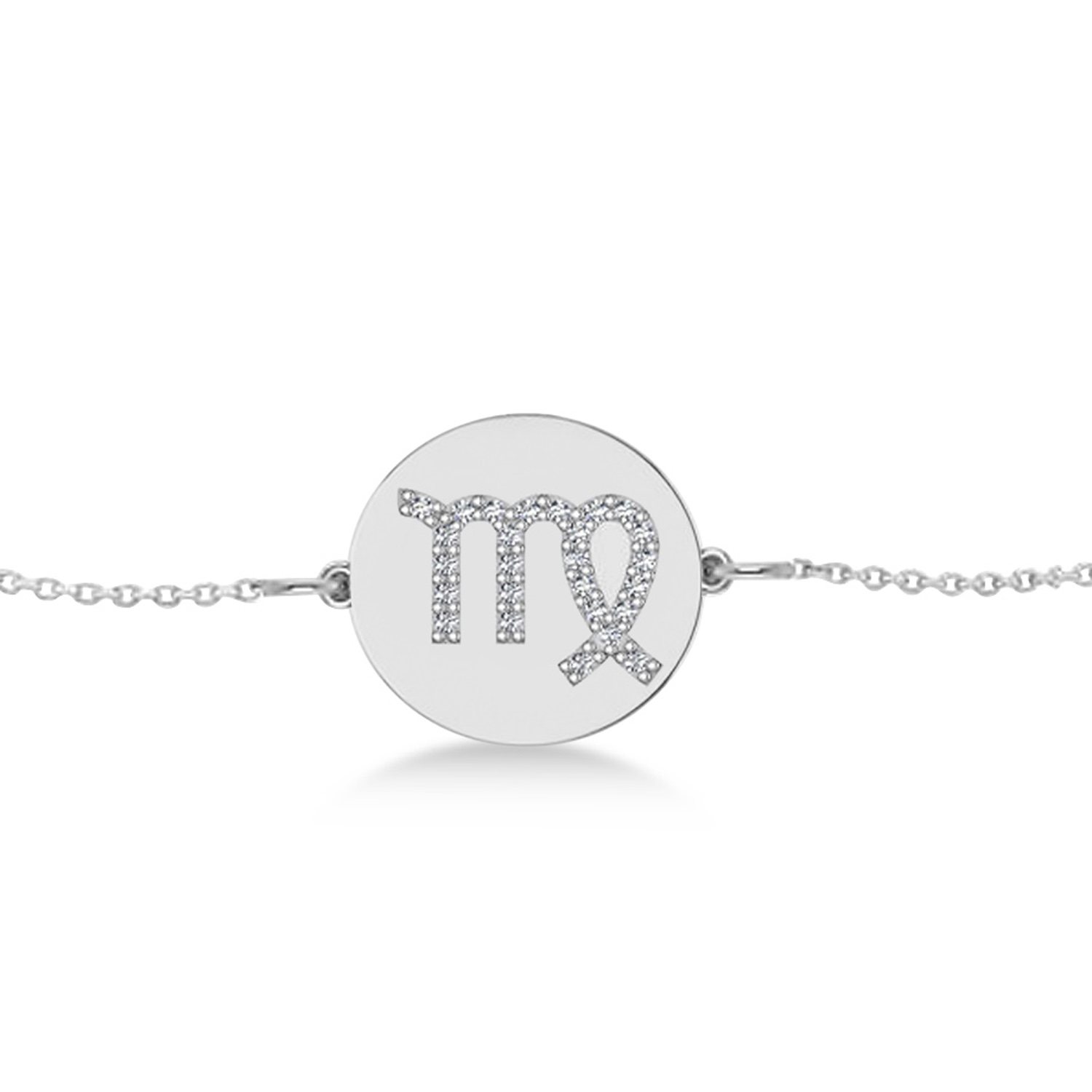 Diamond Virgo Zodiac Disk Bracelet 14k White Gold (0.13ct)