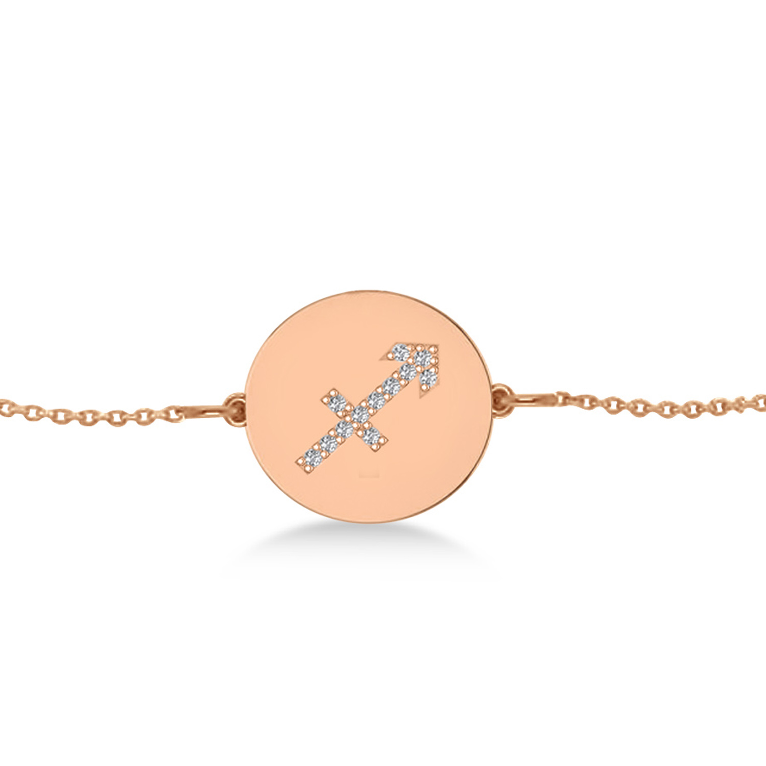 Diamond Sagittarius Zodiac Disk Bracelet 14k Rose Gold (0.06ct)