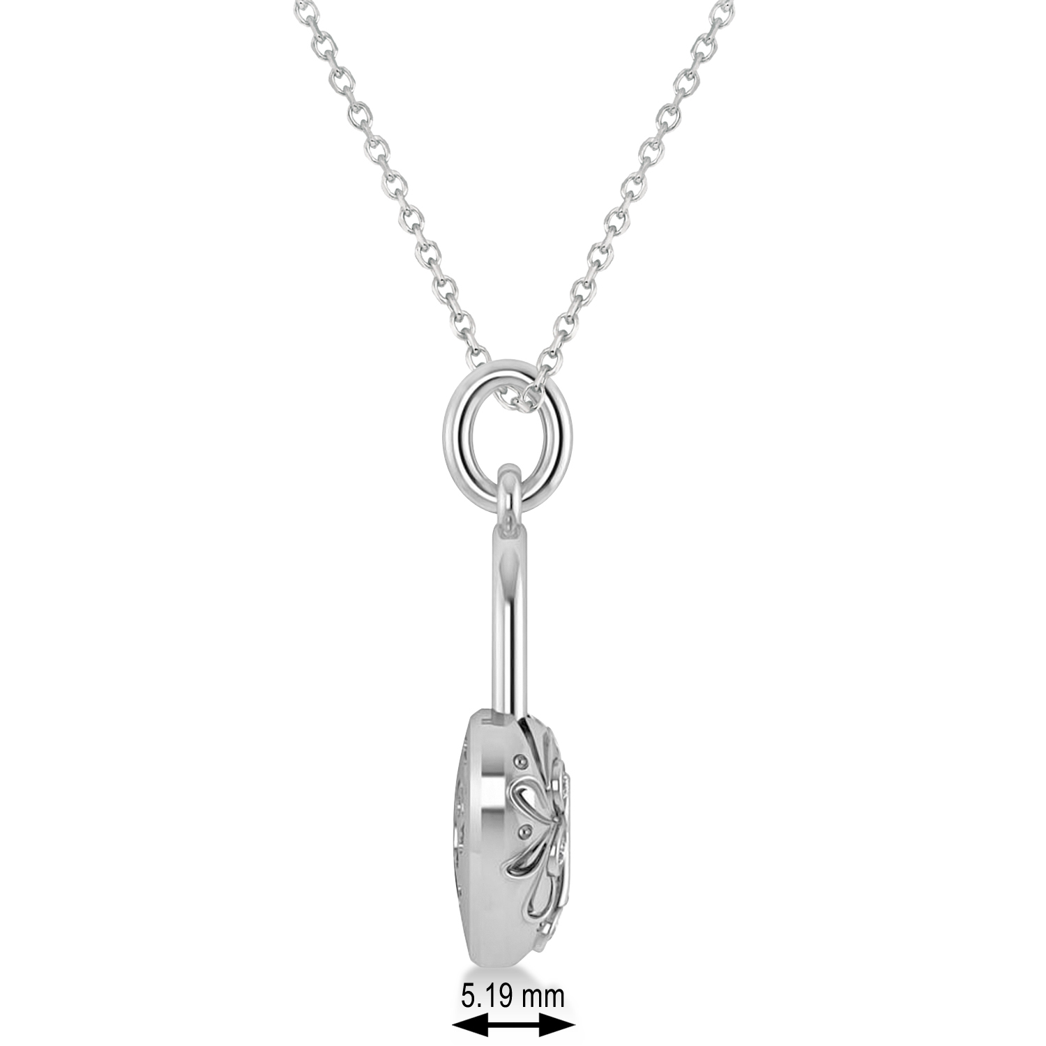 Diamond Heart Lock Pendant Necklace 14k White Gold (0.08ct)