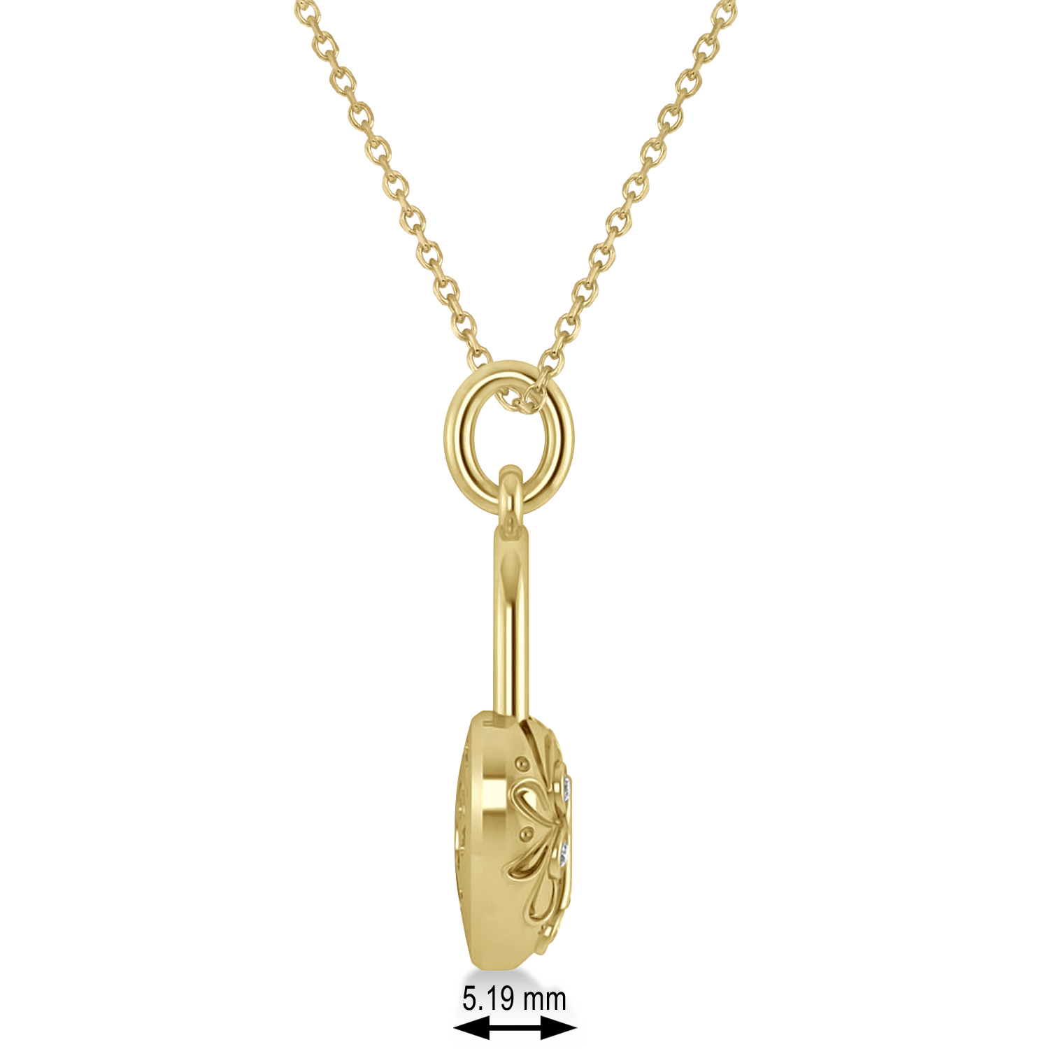 Diamond Heart Lock Pendant Necklace 14k Yellow Gold (0.08ct)