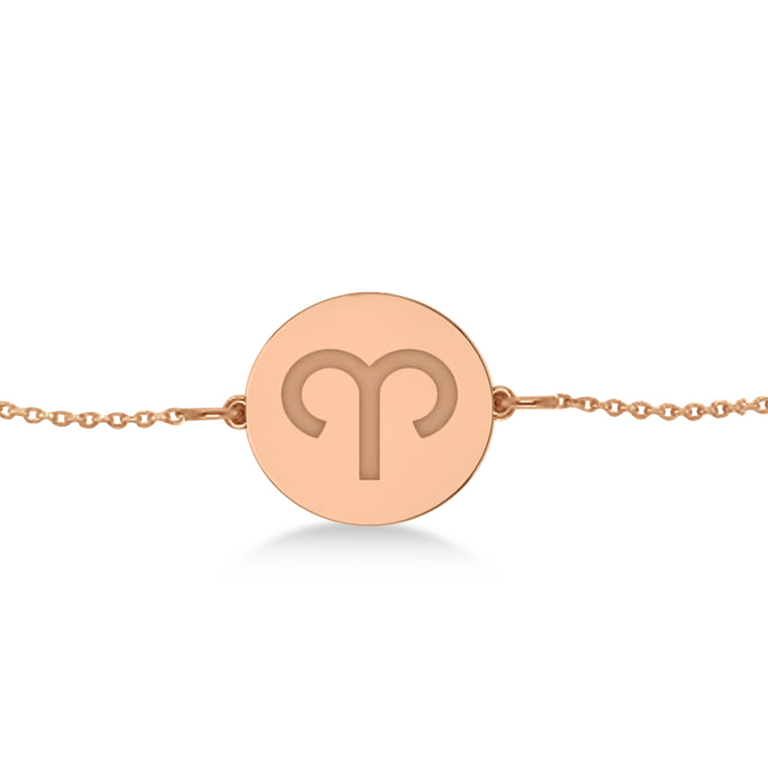 Aries Disk Zodiac Bracelet 14k Rose Gold
