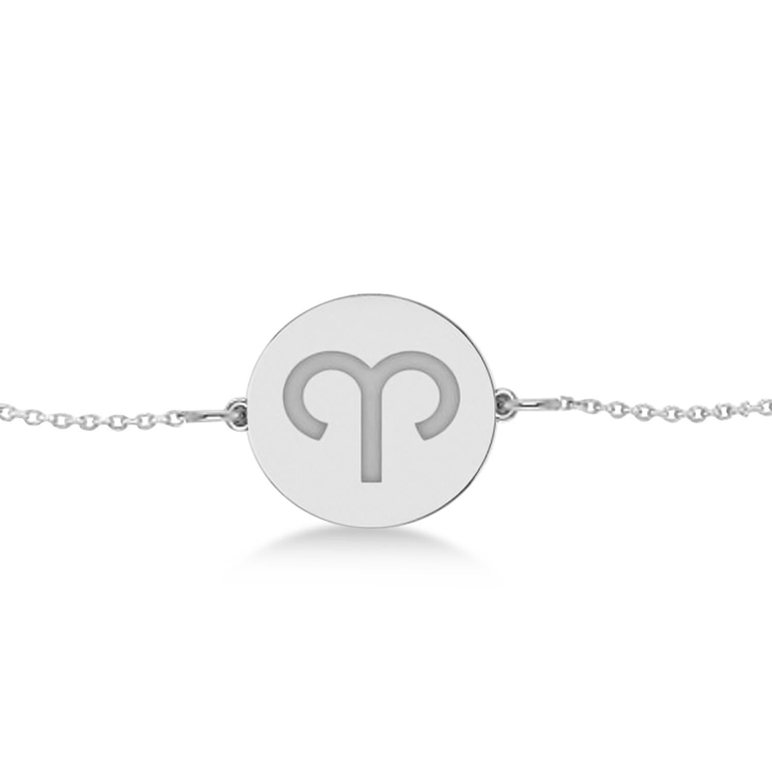 Aries Disk Zodiac Bracelet 14k White Gold