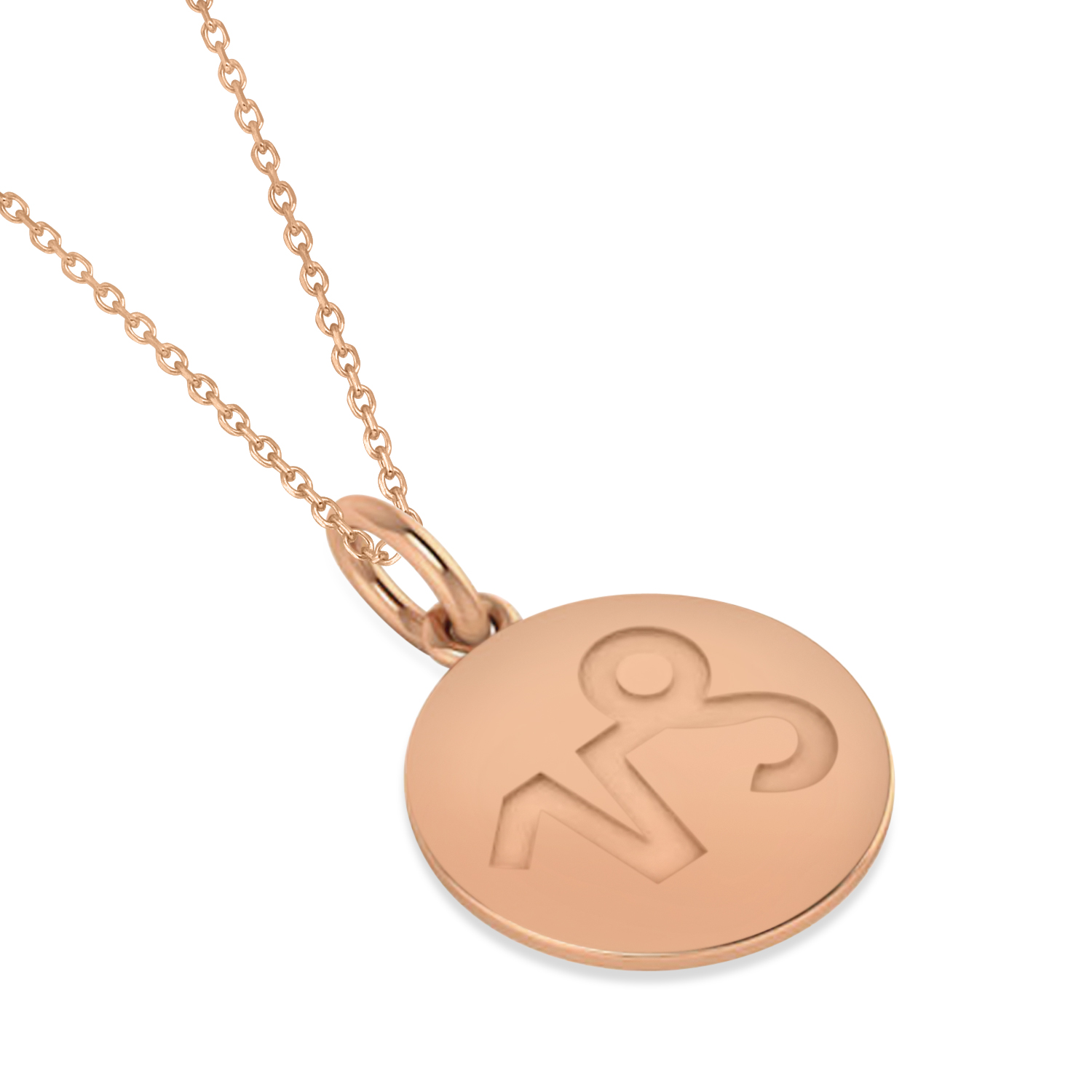 Capricorn Disk Zodiac Pendant Necklace 14k Rose Gold