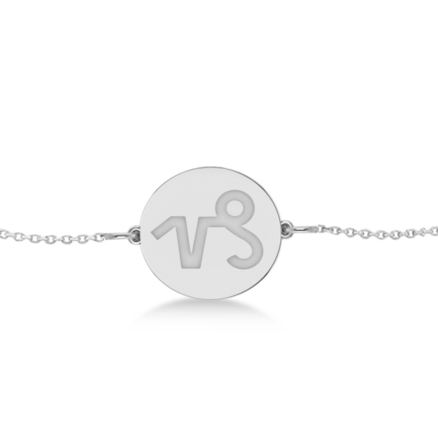 Capricorn Disk Zodiac Bracelet 14k White Gold