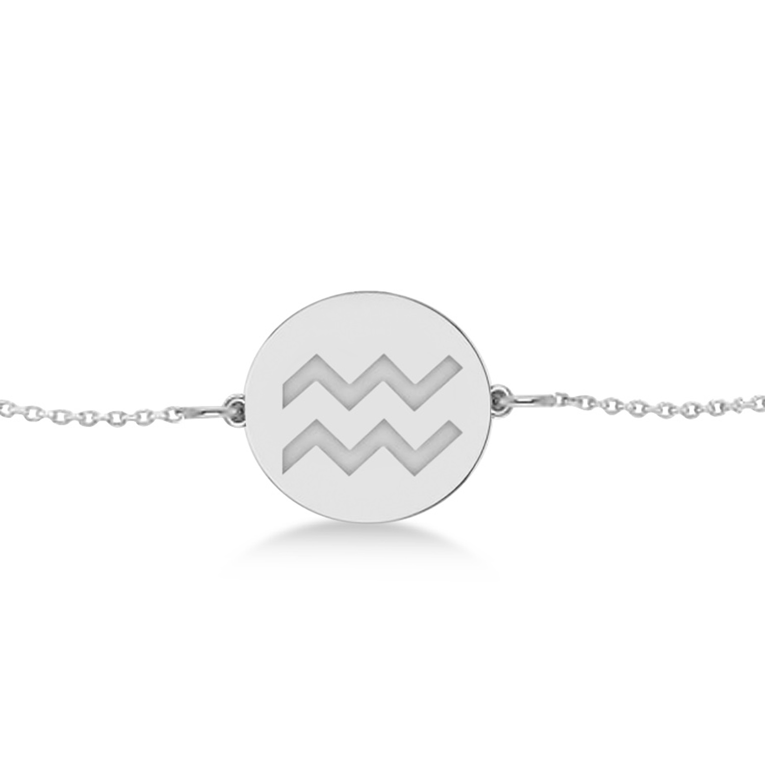 Aquarius Disk Zodiac Bracelet 14k White Gold
