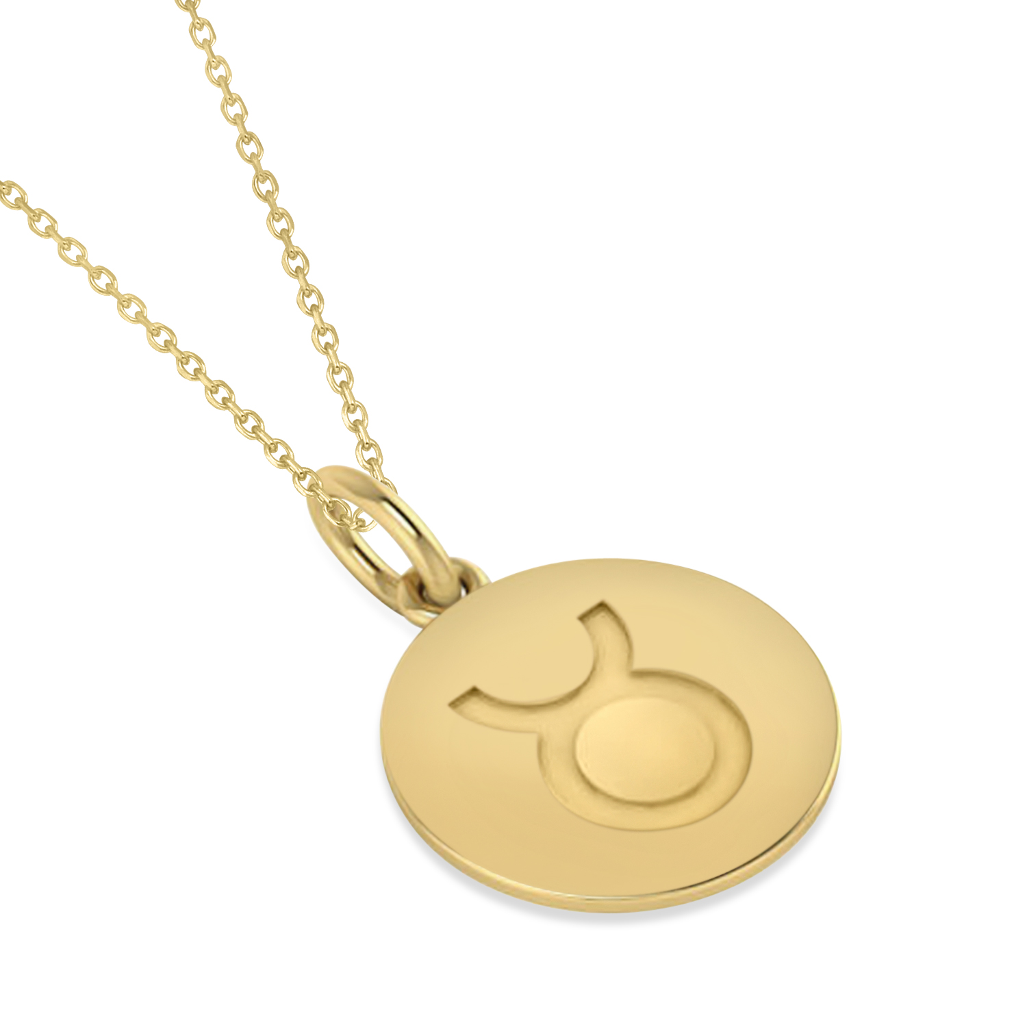 Taurus Disk Zodiac Pendant Necklace 14k Yellow Gold