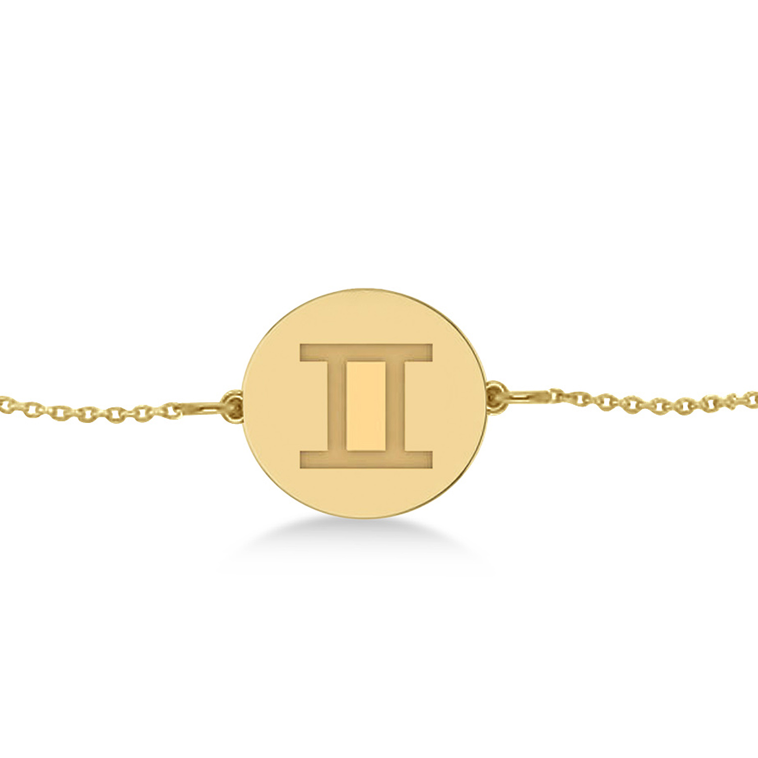 Gemini Disk Zodiac Bracelet 14k Yellow Gold
