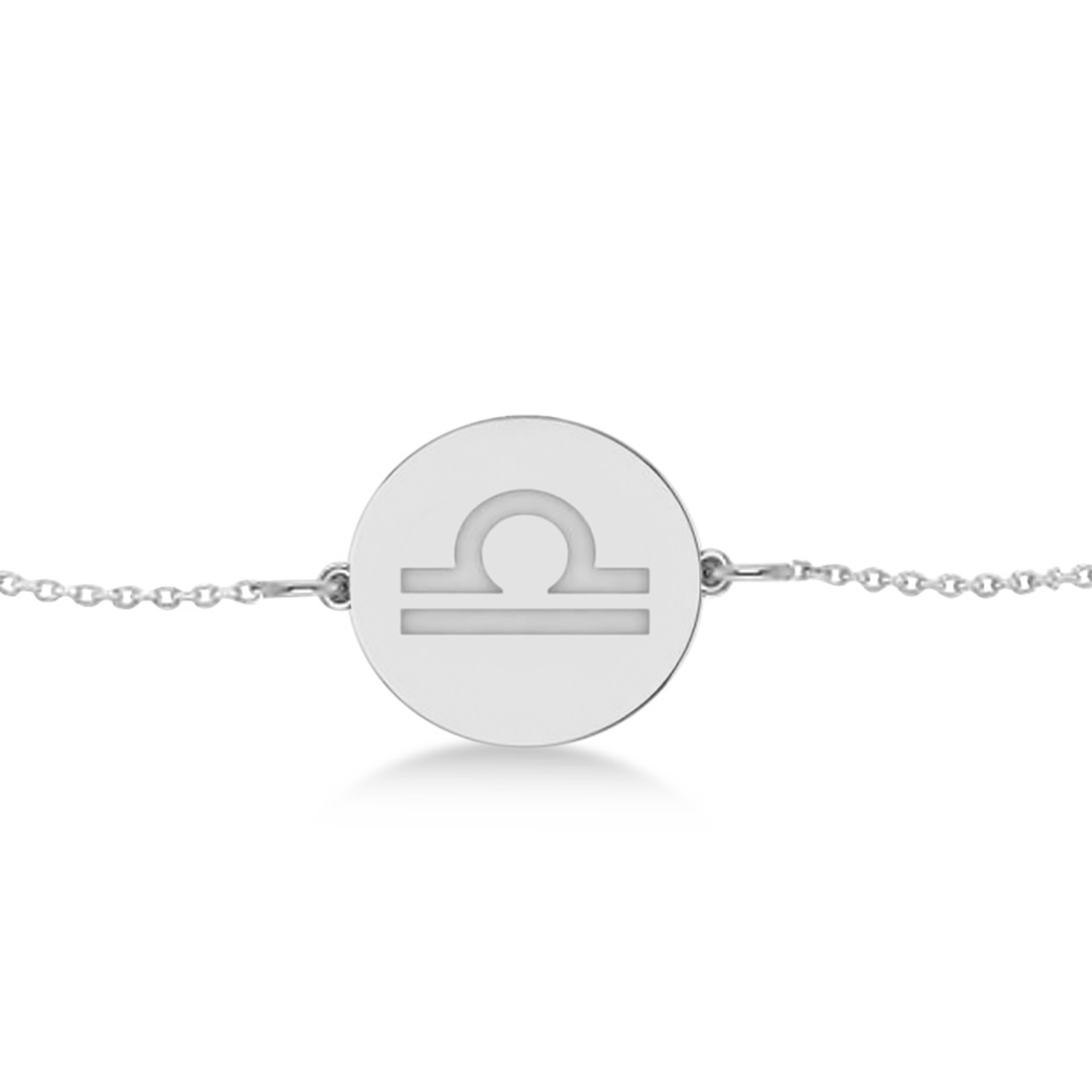 Libra Disk Zodiac Bracelet 14k White Gold