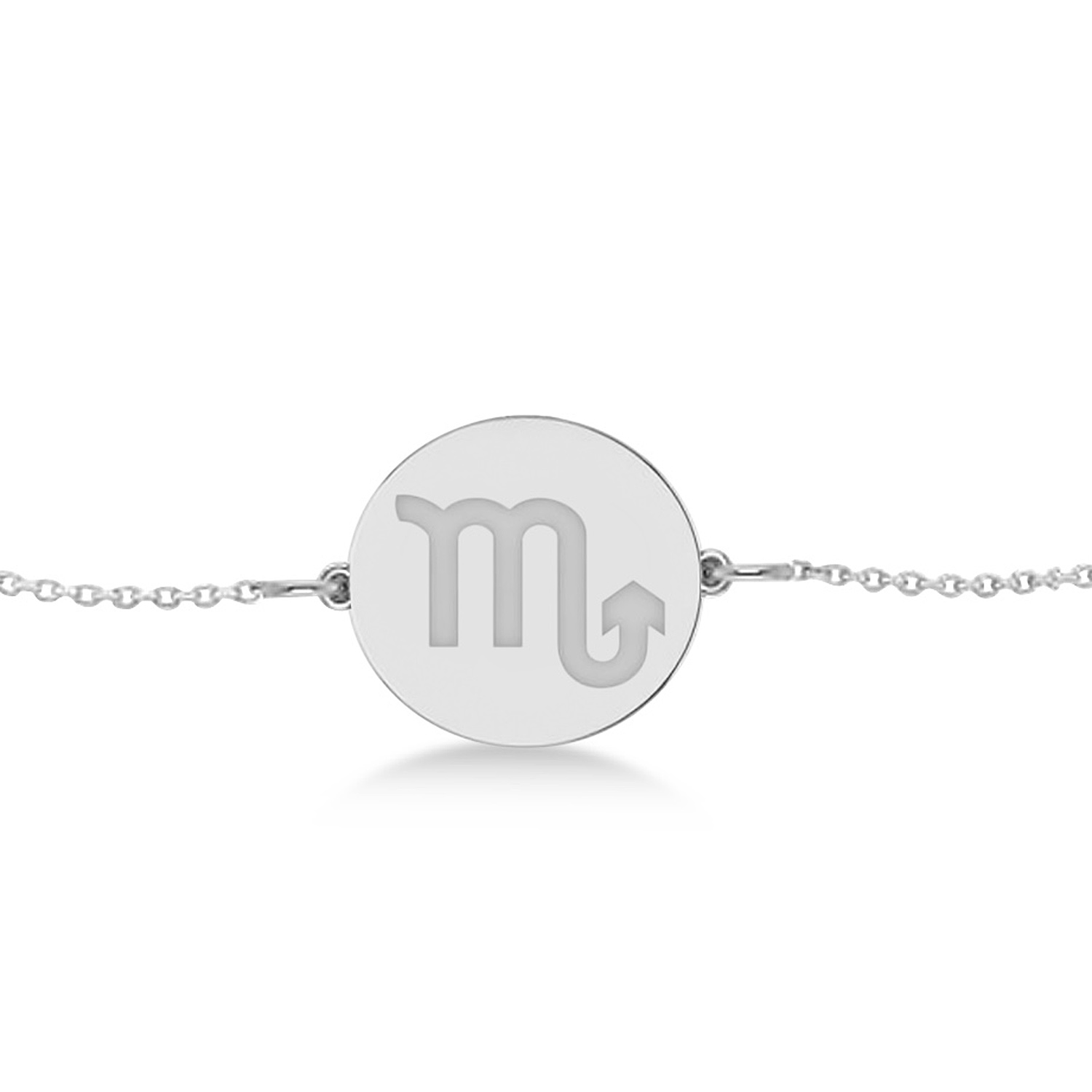Scorpio Disk Zodiac Bracelet 14k White Gold