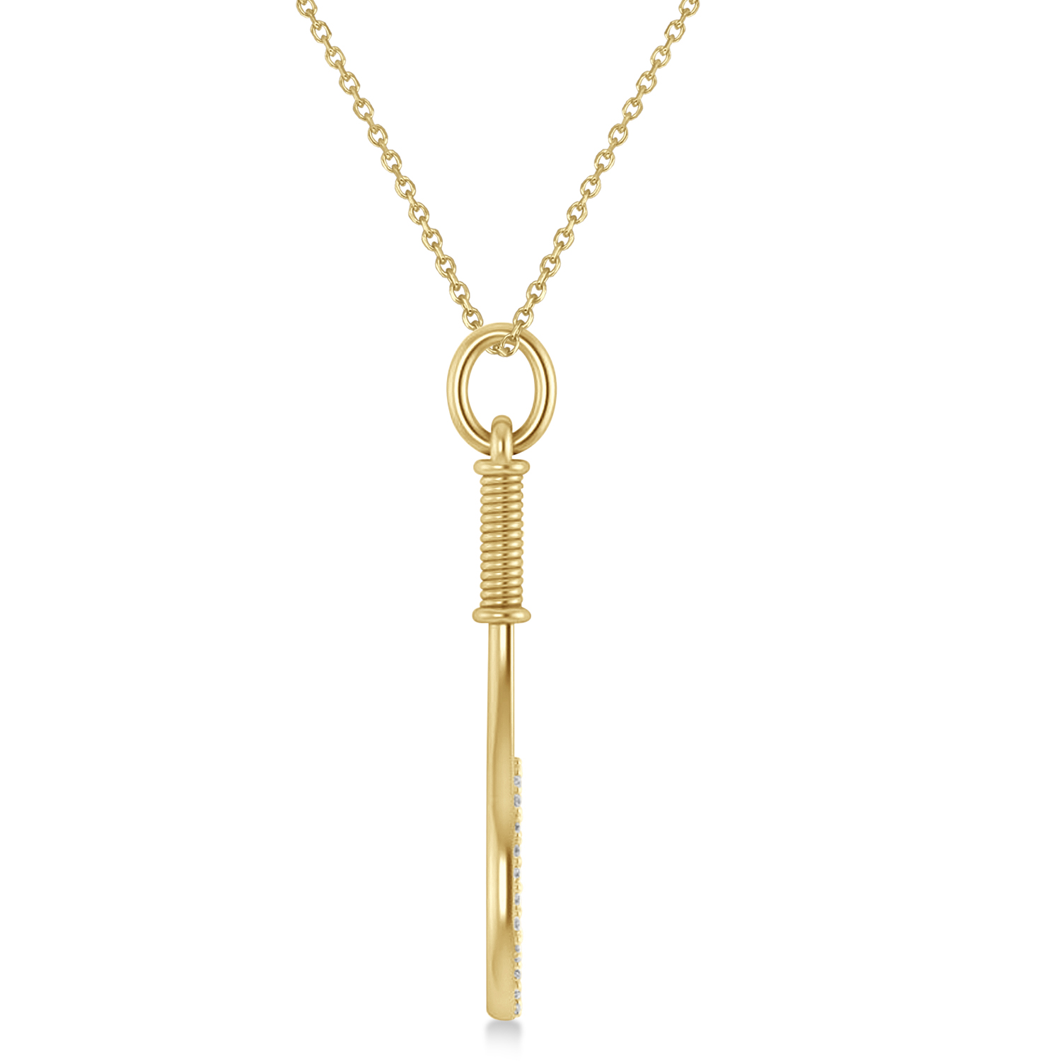 Lab Grown Diamond Tennis Racket Pendant Necklace 14K Yellow Gold (0.48ct)