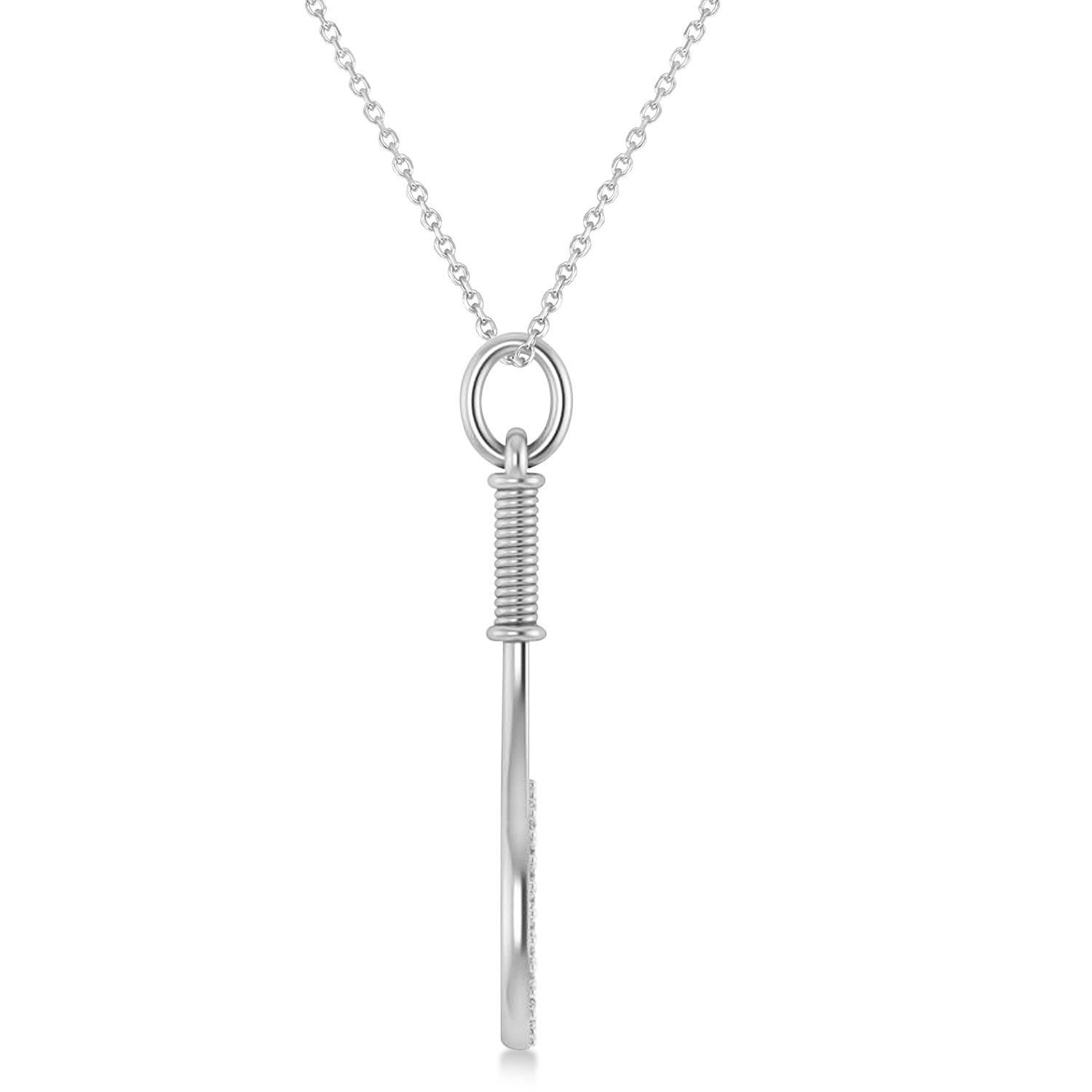 Diamond Accented Tennis Racket Pendant Necklace in Sterling Silver (0.48ct)