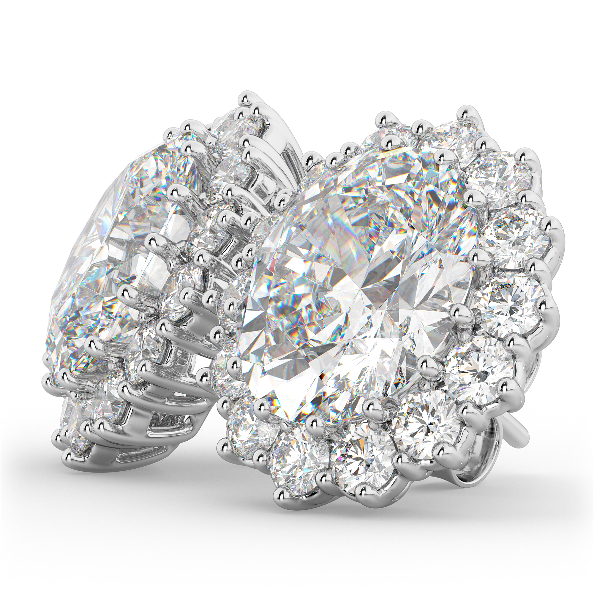 Oval Diamond Accented Earrings 14k White Gold (10.80ctw)