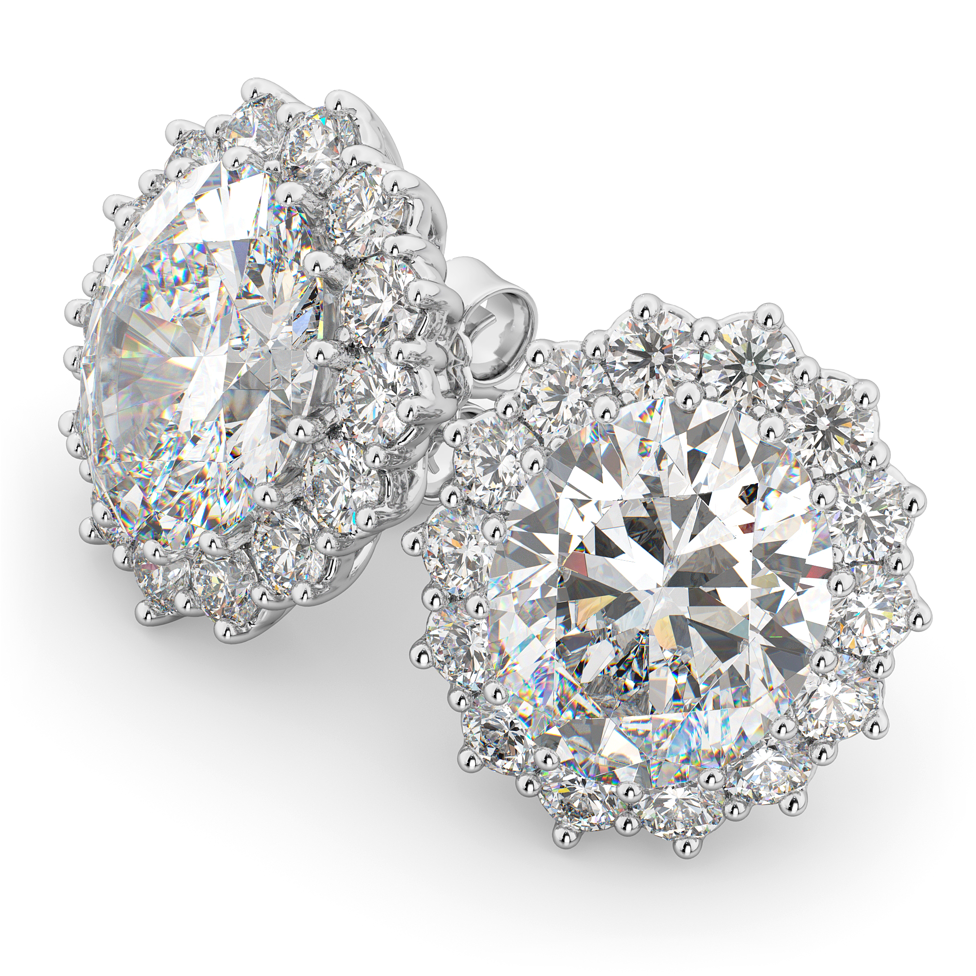 Oval Diamond Accented Earrings 14k White Gold (10.80ctw)