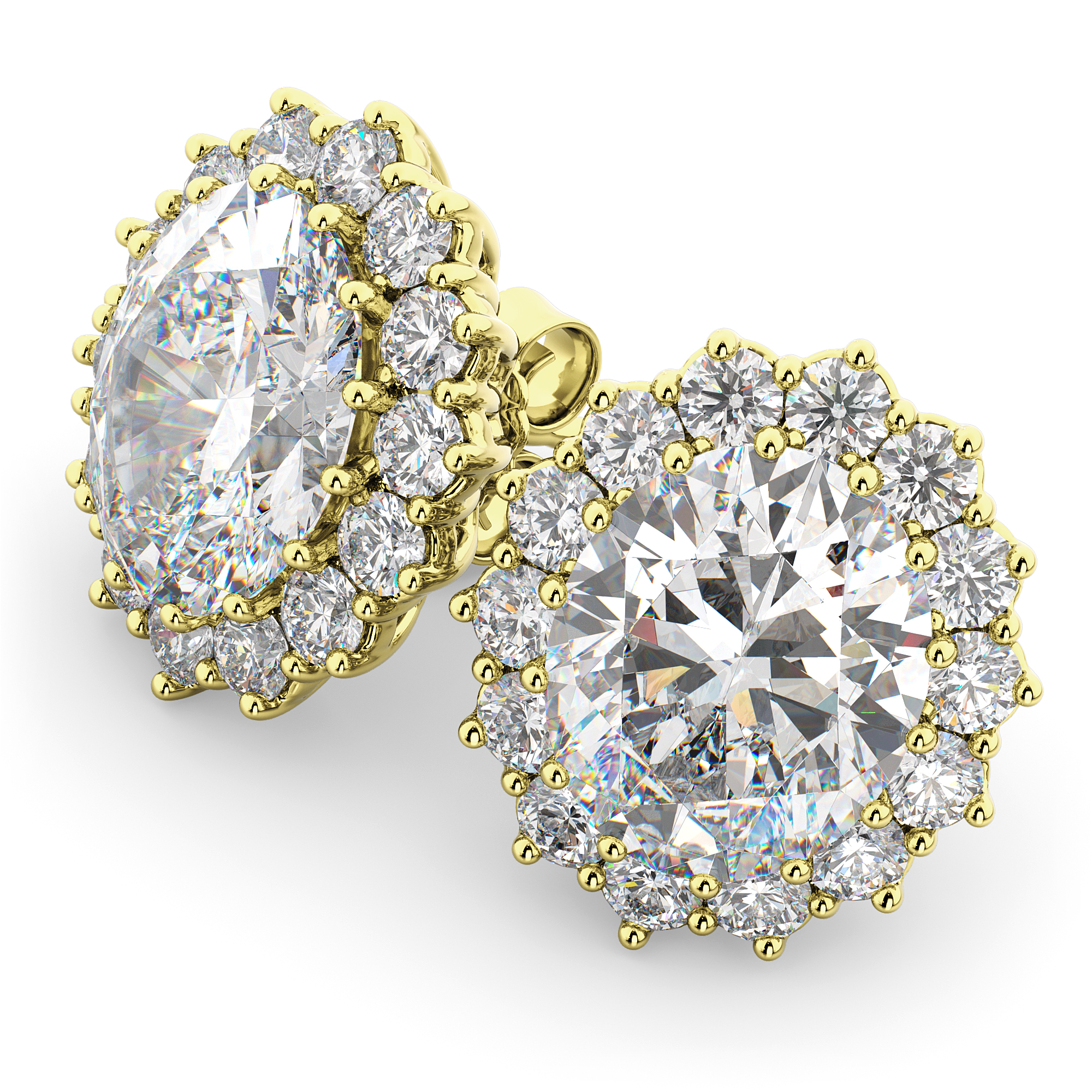 Oval Diamond Accented Earrings 14k Yellow Gold (10.80ctw)
