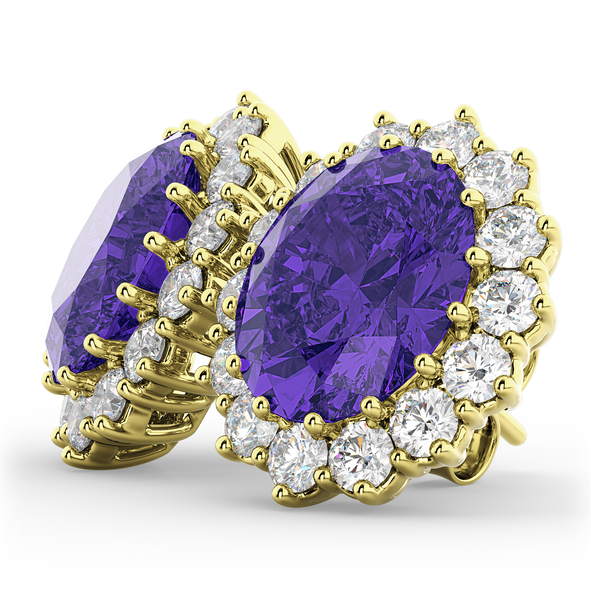 Oval Tanzanite & Diamond Accented Earrings 14k Yellow Gold (10.80ctw)