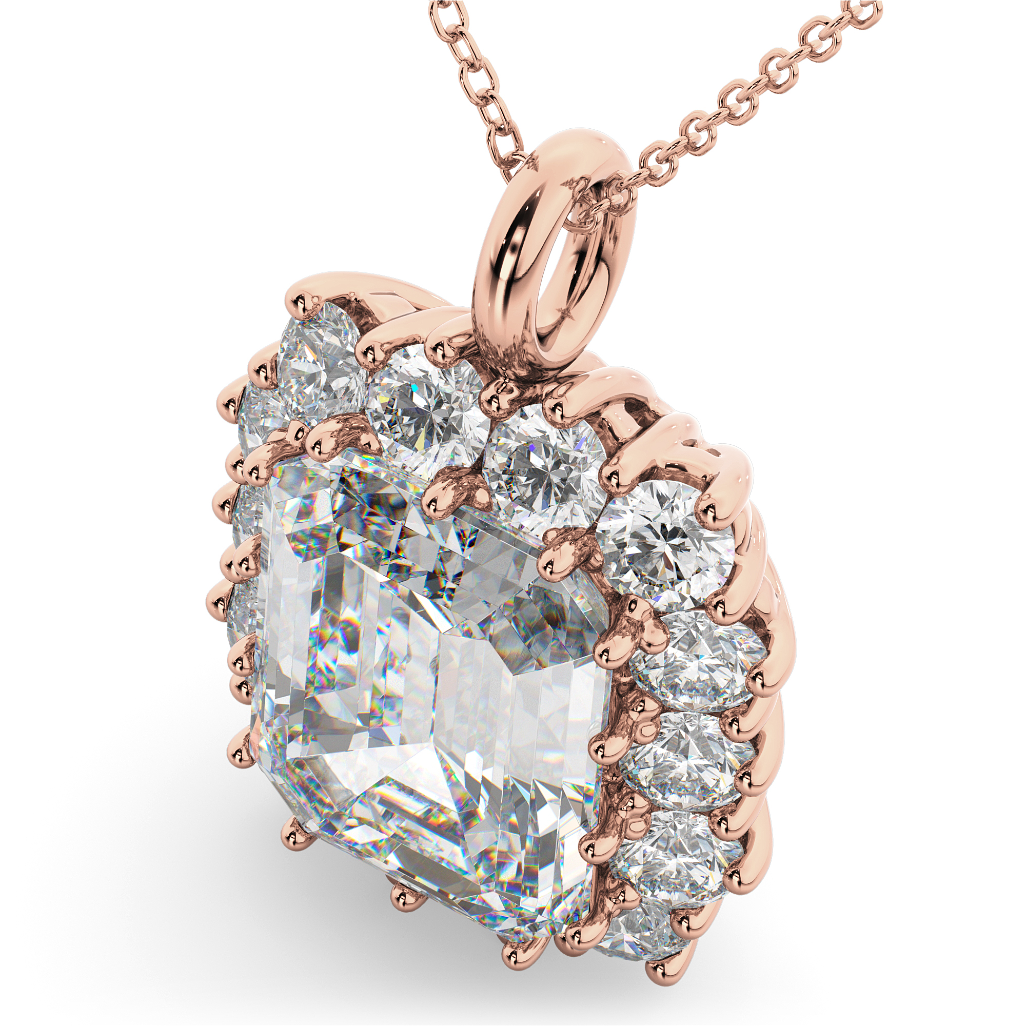 Emerald Cut Diamond Pendant 14k Rose Gold (5.68ct)