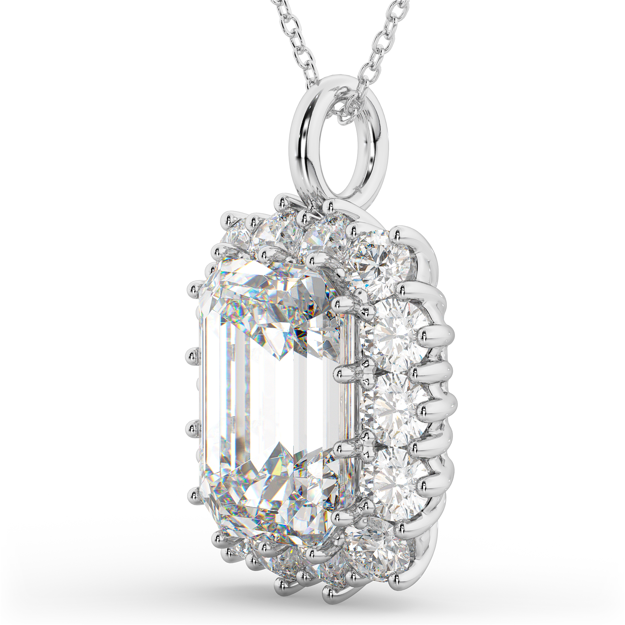 Emerald Cut Diamond Pendant 14k White Gold (5.68ct)