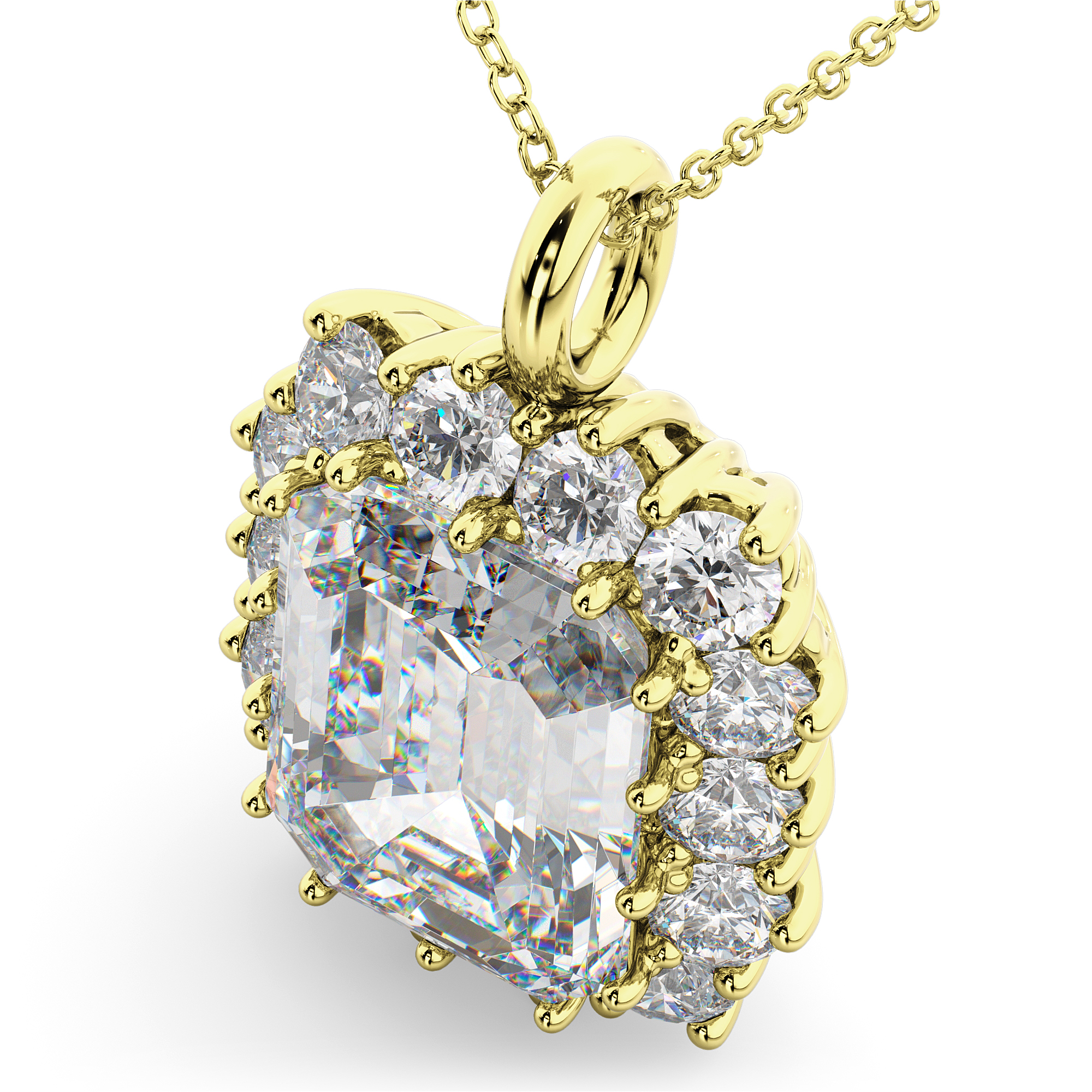 Emerald Cut Diamond Pendant 14k Yellow Gold (5.68ct)