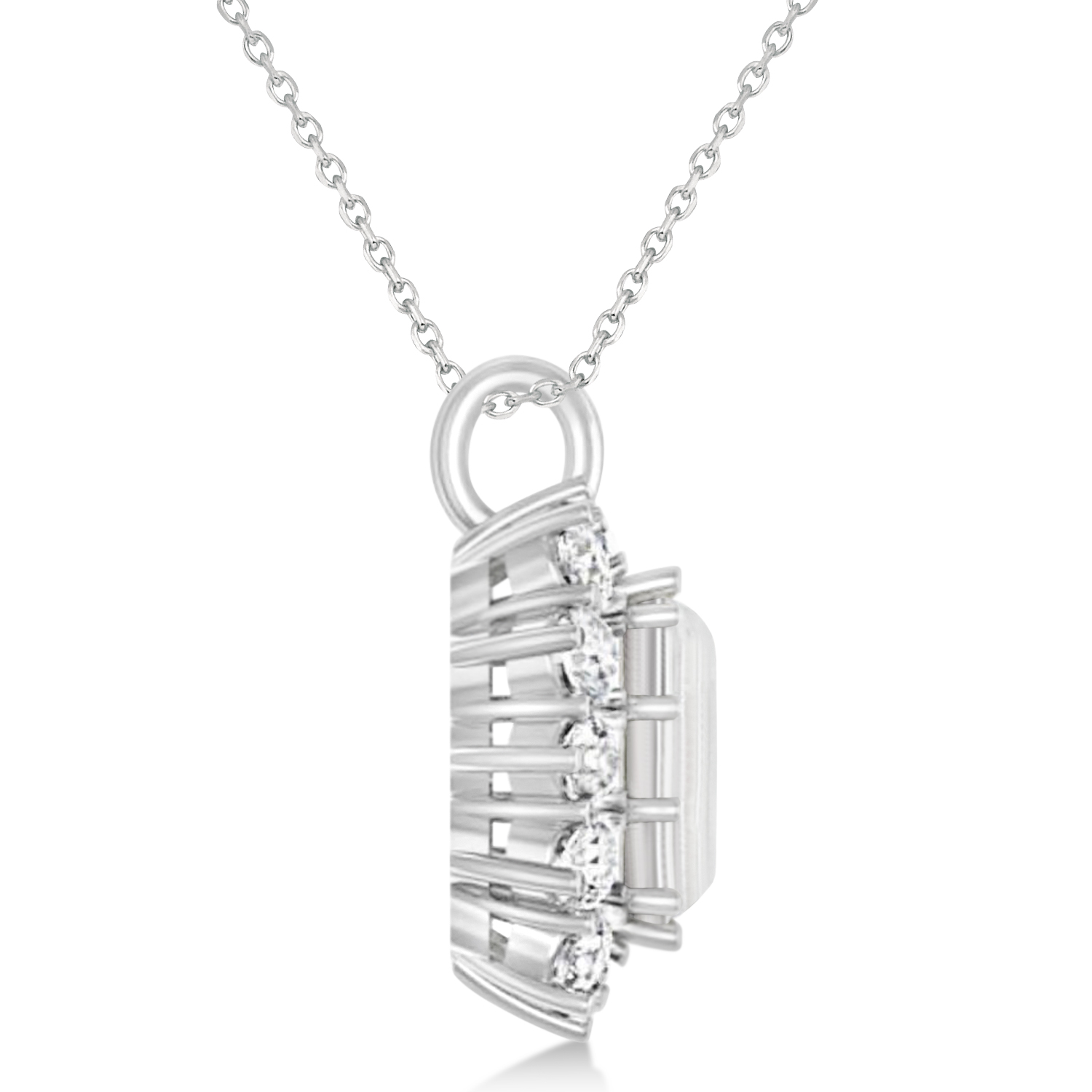 Emerald Cut White Topaz & Diamond Pendant 14k White Gold (5.68ct)