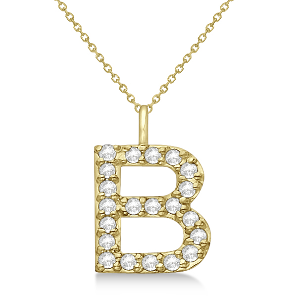 Customized Block-Letter Pave Diamond Initial Pendant in 14k Yellow Gold