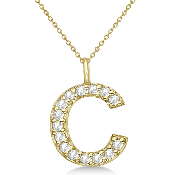 Customized Block-Letter Pave Diamond Initial Pendant in 14k Yellow Gold