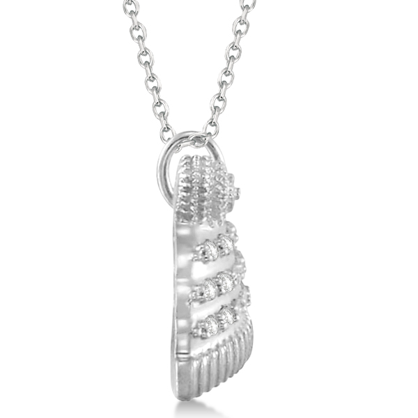 Diamond Winter Hat Pendant Necklace 14k White Gold (0.12ct)