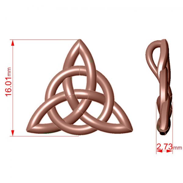 Triangular Irish Trinity Celtic Knot Pendant Necklace 14k Rose Gold
