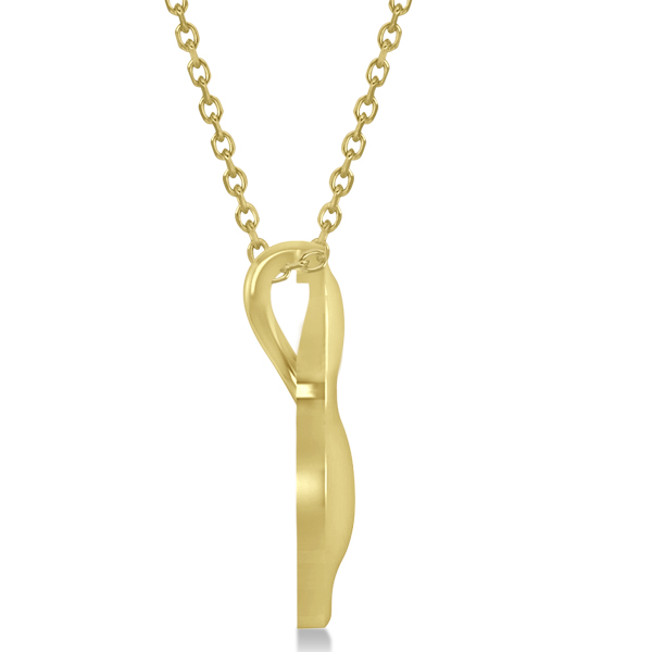 Cat Shaped Pendant Necklace 14k Yellow Gold