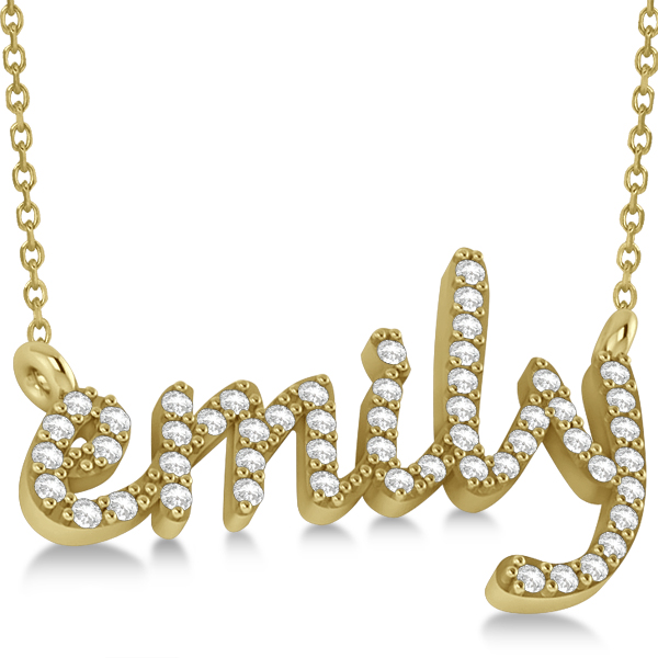 Personalized Diamond Name Pendant Necklace 14k Yellow Gold AD1054