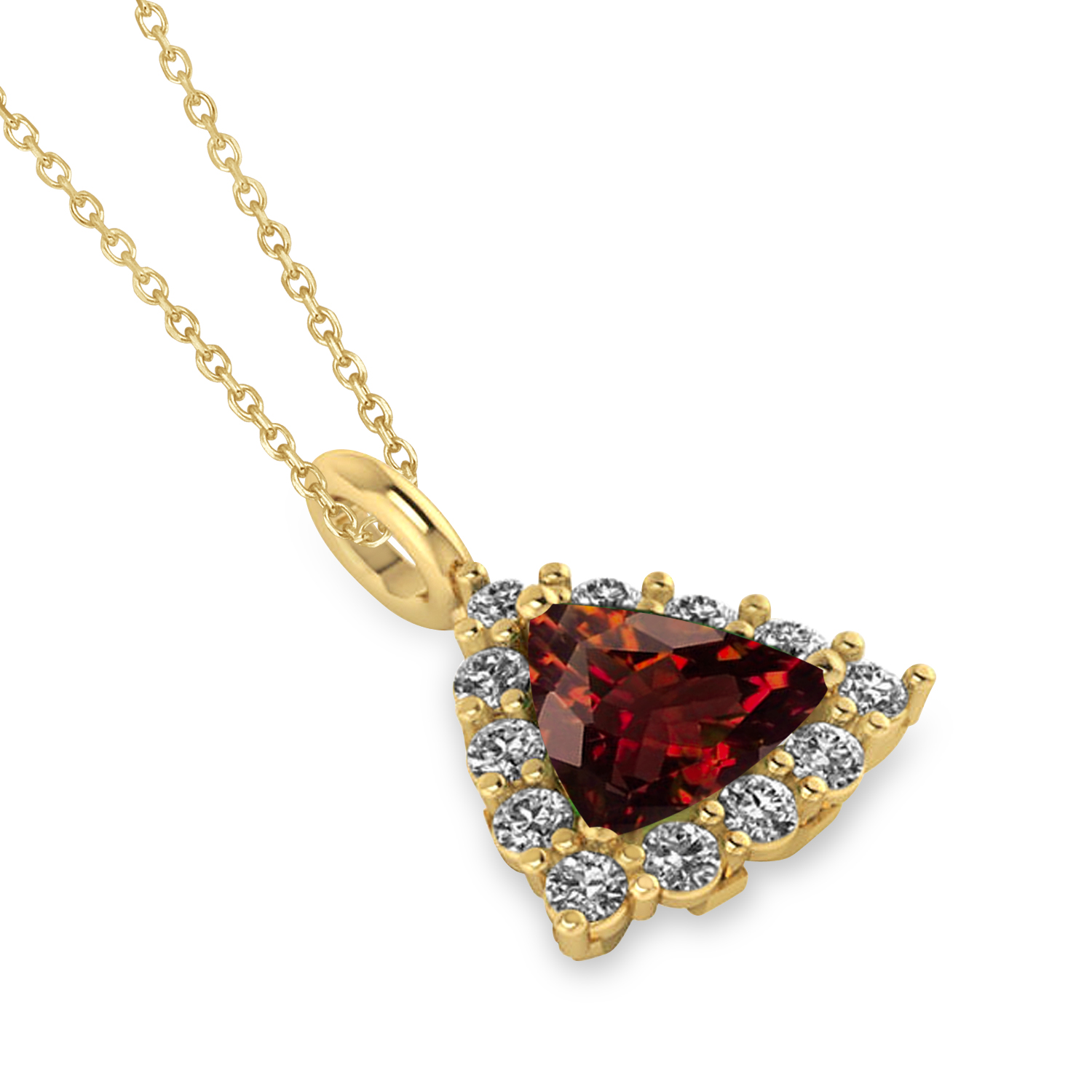 Diamond & Trillion Cut Pendant Necklace 14k Yellow Gold 1.7ct