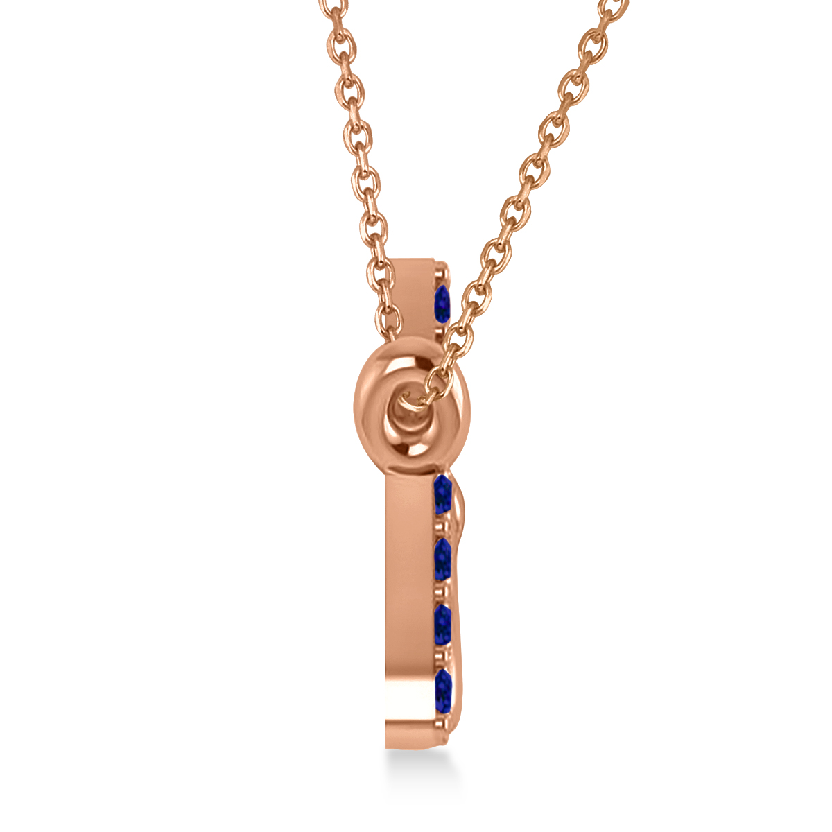 Personalized Blue Sapphire Nameplate Pendant Necklace 14k Rose Gold