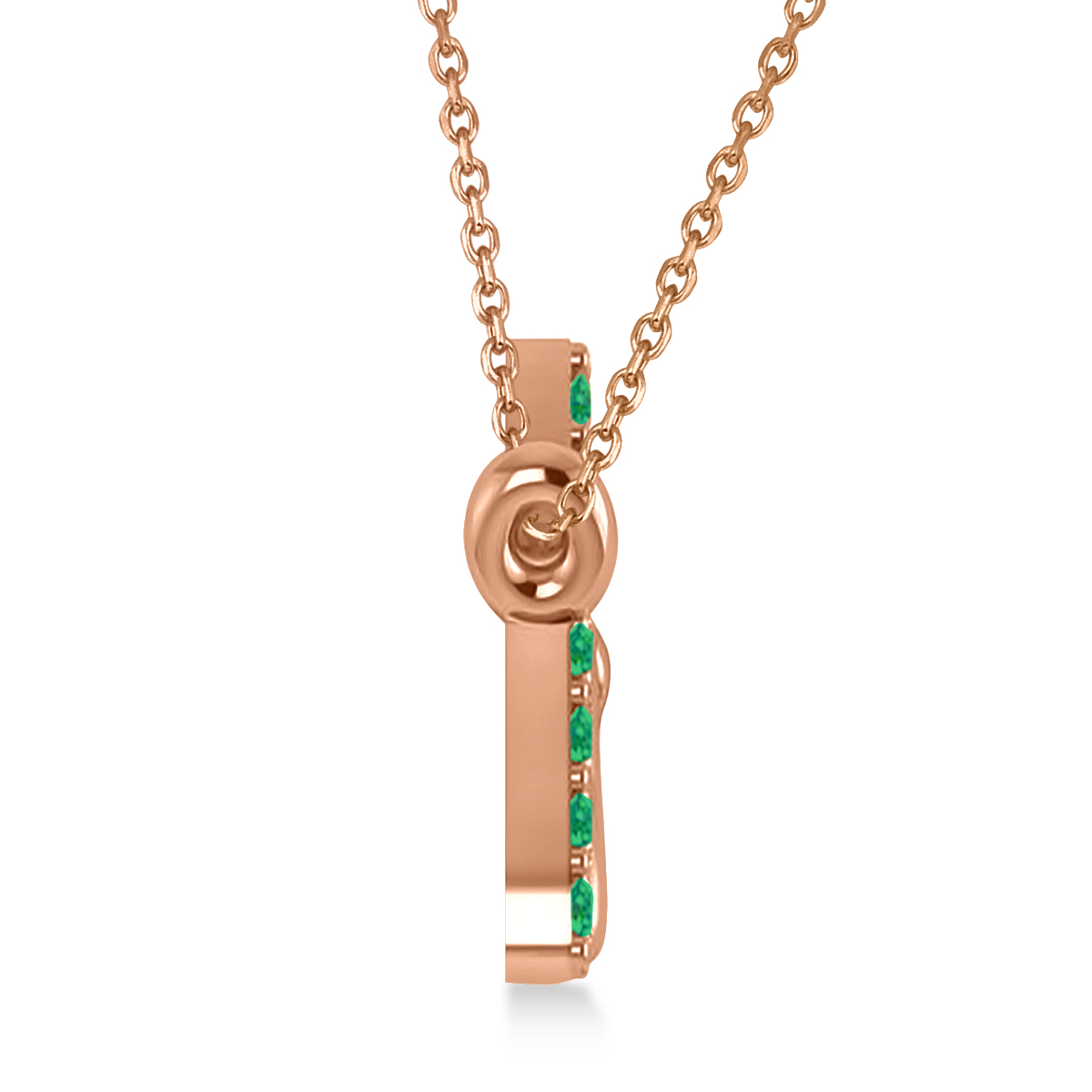 Personalized Emerald Nameplate Pendant Necklace 14k Rose Gold