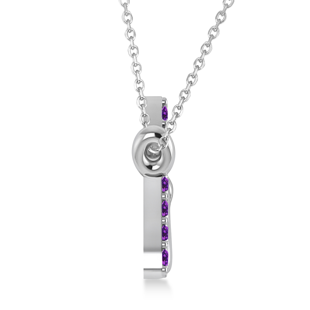 Personalized Amethyst Nameplate Pendant Necklace 14k White Gold
