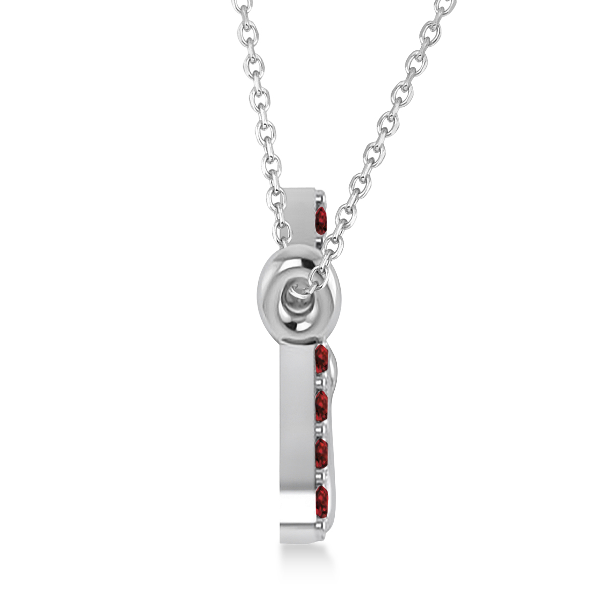 Personalized Garnet Nameplate Pendant Necklace 14k White Gold