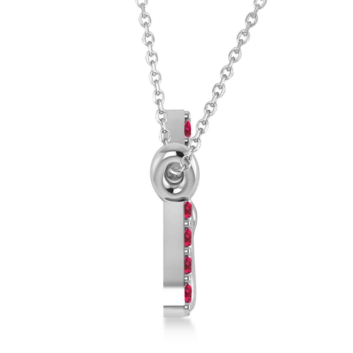 Personalized Ruby Nameplate Pendant Necklace 14k White Gold