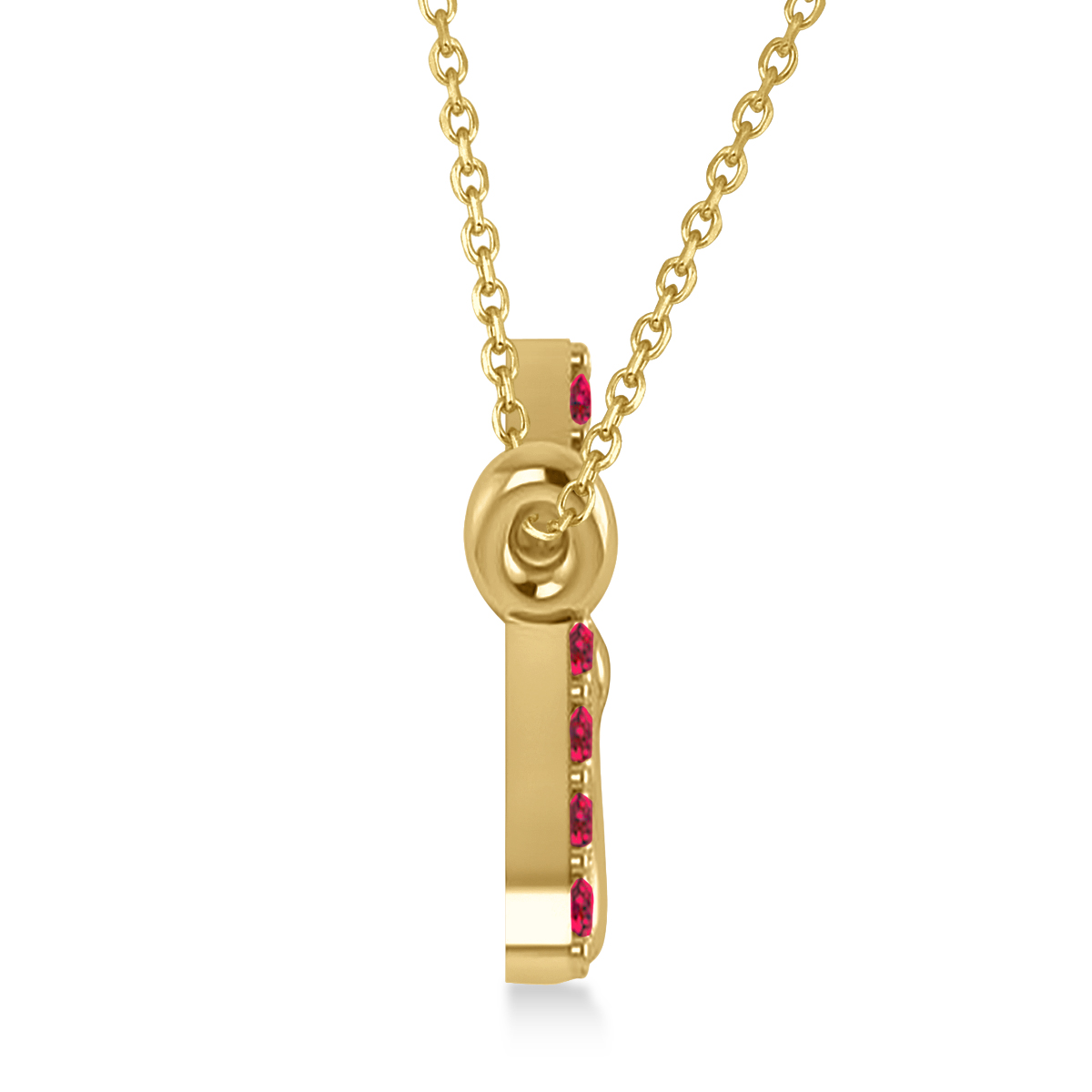 Personalized Ruby Nameplate Pendant Necklace 14k Yellow Gold