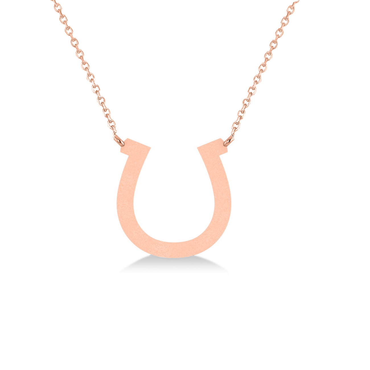 Plain Metal Horseshoe Pendant Necklace 14k Rose Gold