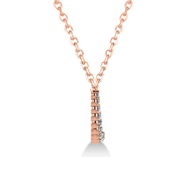 Curved Diamond Accented Pendant Necklace 14k Rose Gold (2.00ct)