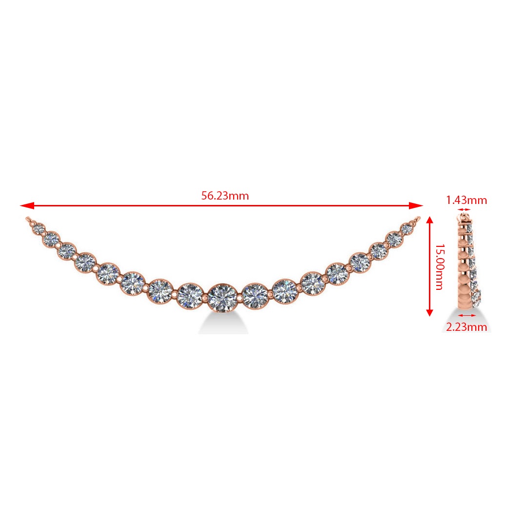 Curved Diamond Accented Pendant Necklace 14k Rose Gold (2.00ct)