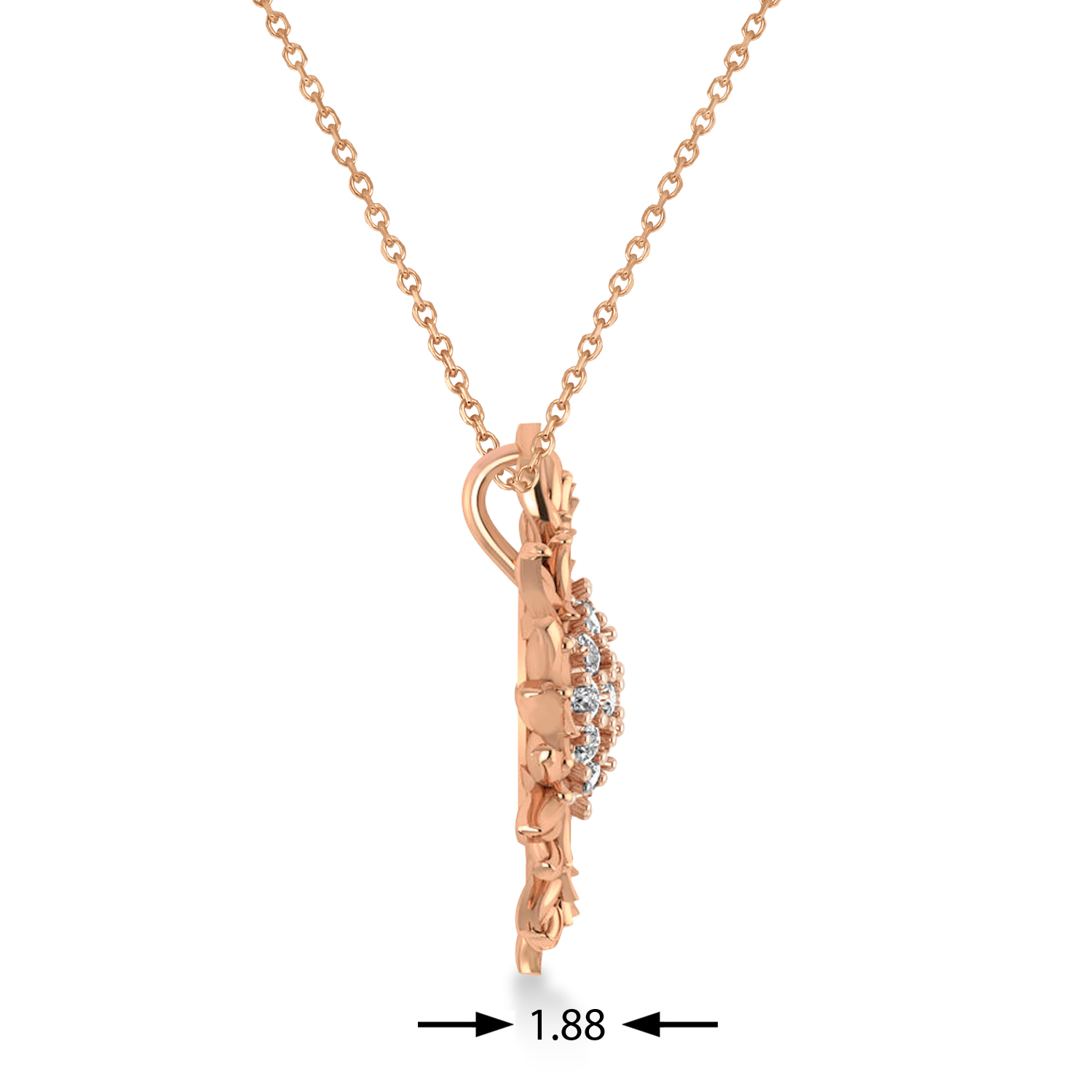 Large Sunflower Diamond Pendant Necklace 18k Rose Gold (0.38ct)