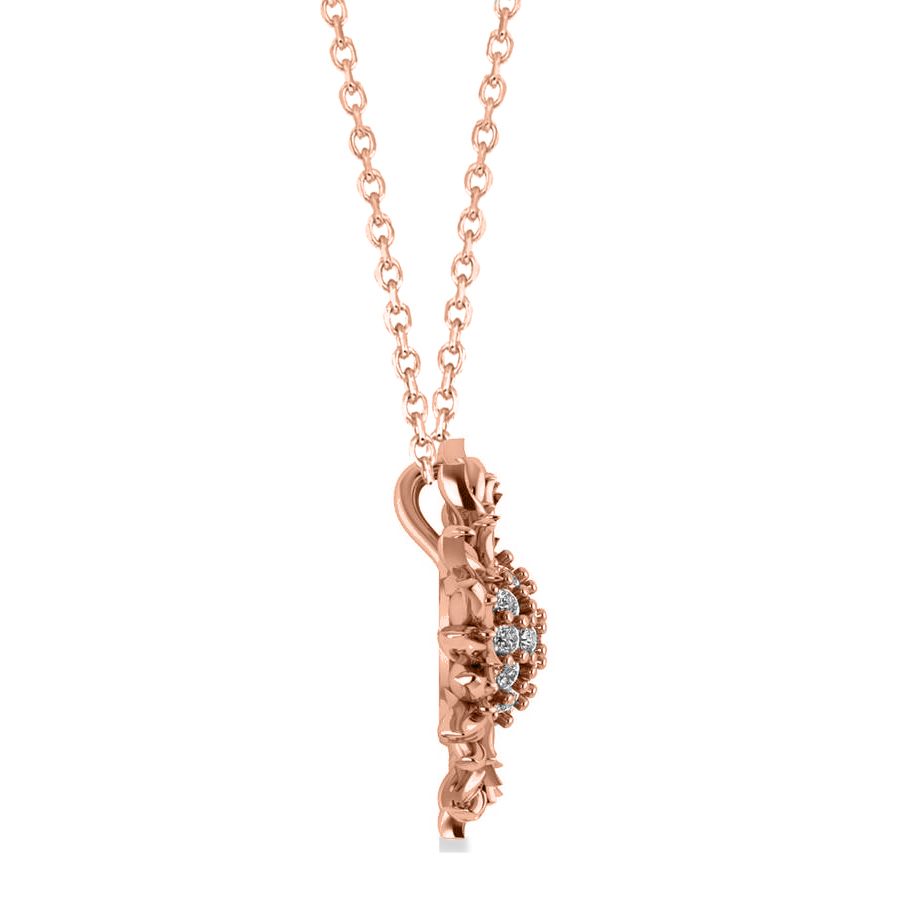Sunflower Diamond Pendant Necklace 14k Rose Gold (0.19ct