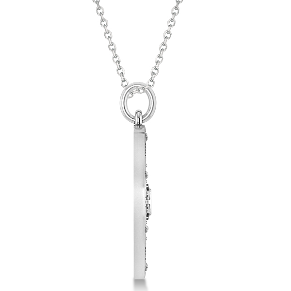 Compass Necklace Pendant Diamond Accented 14k White Gold (0.19ct)