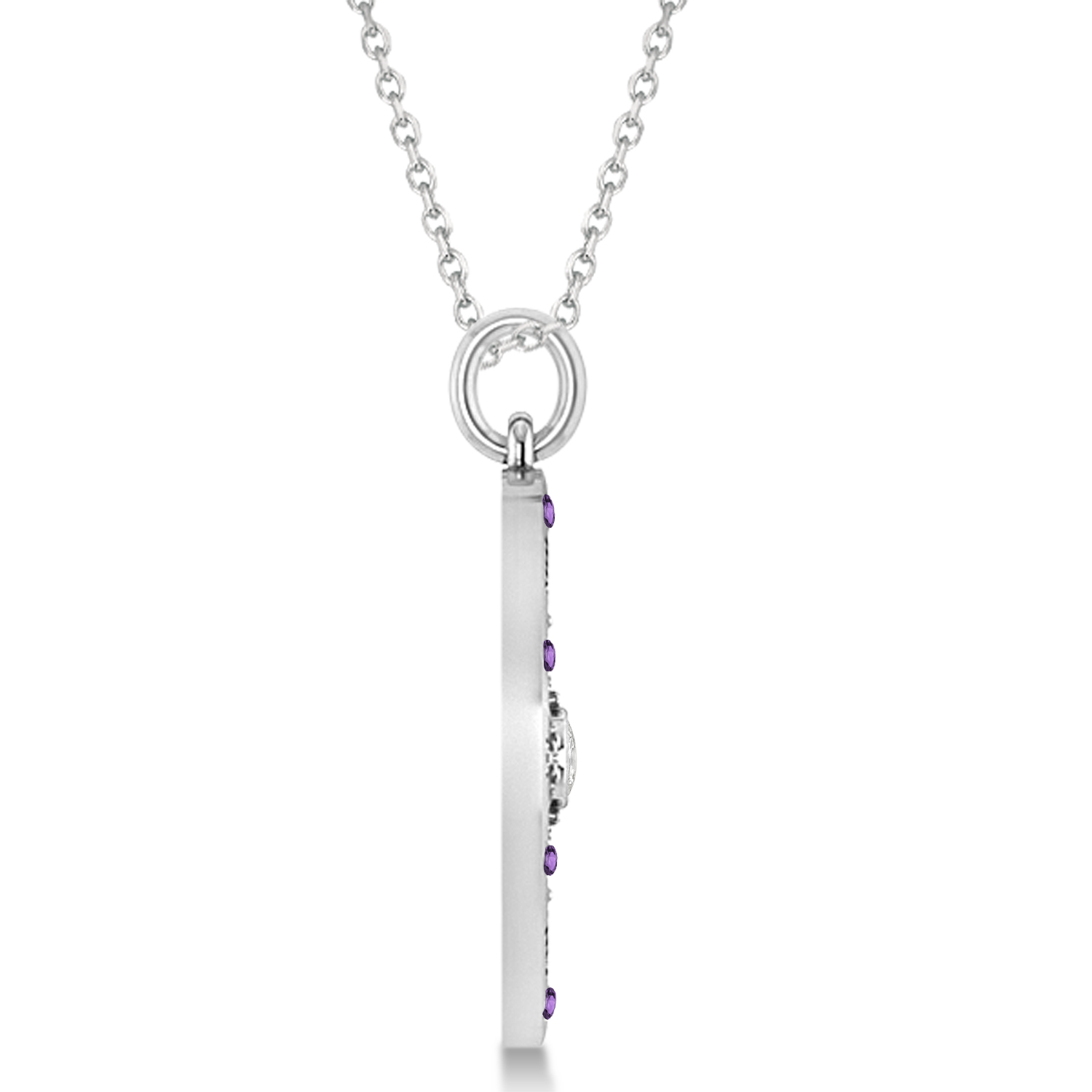 Compass Pendant Amethyst & Diamond Accented 18k White Gold (0.19ct)