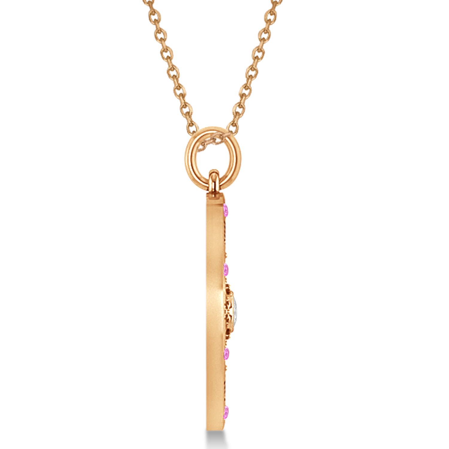 Compass Pendant Pink Sapphire & Diamond Accented 14k Rose Gold (0.19ct)
