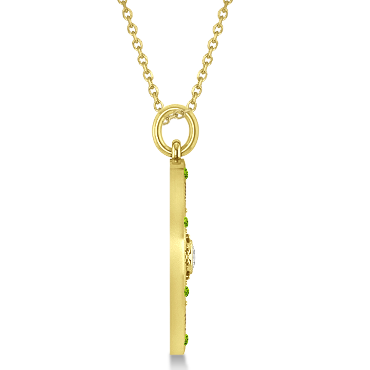 Compass Pendant Peridot & Diamond Accented 14k Yellow Gold (0.19ct)